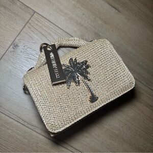 Beige Woven Handbag with Palm Tree Accent Pretty Little Thing